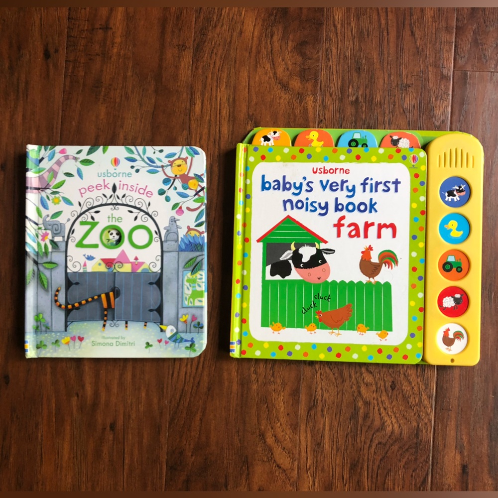Usborne Books: baby’s first noisy book farm & peek inside the zoo